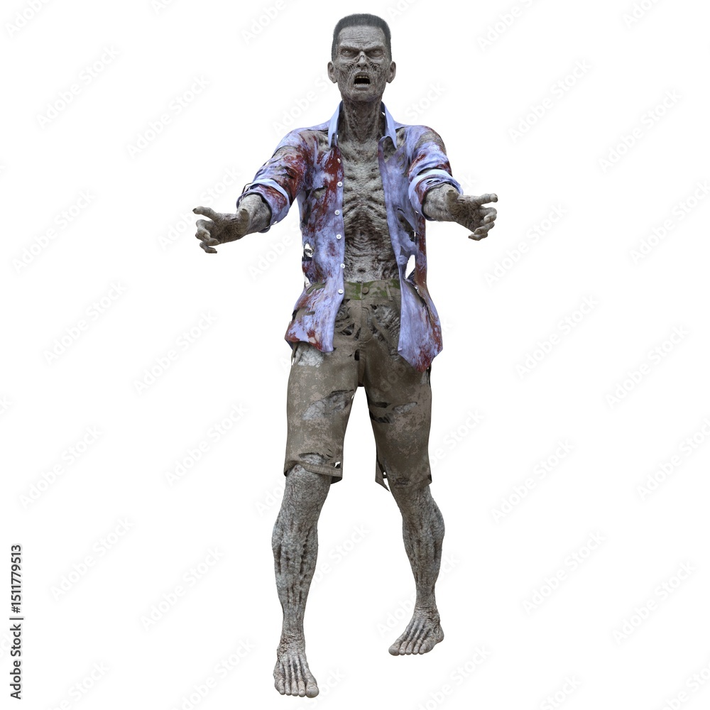 Zombie male isolated white background 3d illustration Zombie male isolated white background 3d illustration
