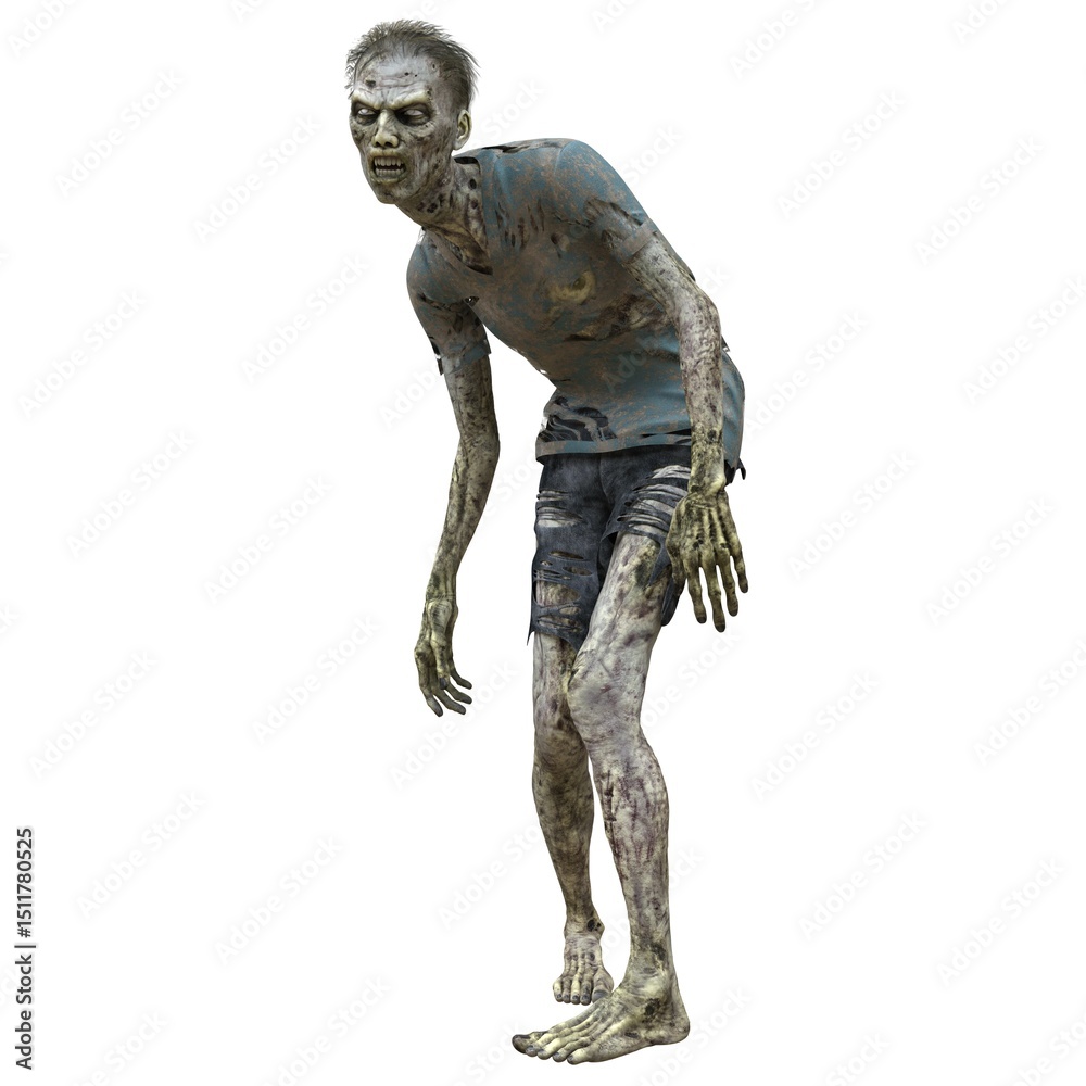 Zombie male isolated white background 3d illustration Zombie male isolated white background 3d illustration