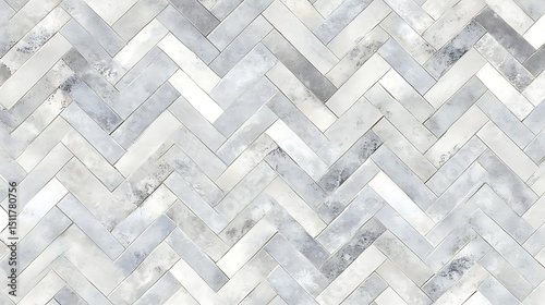 Gray and white herringbone patterned tile