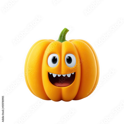 Smiling cartoon pumpkin character isolated on transparent background