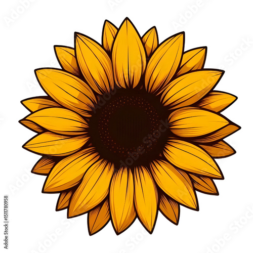 Vibrant Sunflower Illustration A Detailed Botanical Artwork