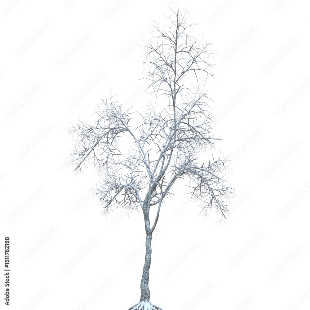 Obraz premium Winter tree in the snow isolated on white background 3d illustration