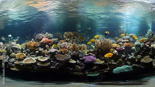 Fototapeta Naklejka Na Ścianę i Meble -  A panoramic view of a colorful coral reef