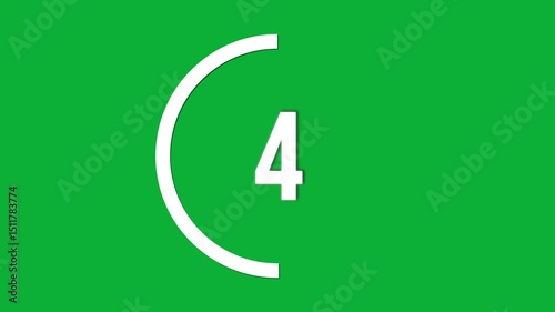 10 to 1 countdown on circle animation on green screen, motion element for beginning the podcast or video