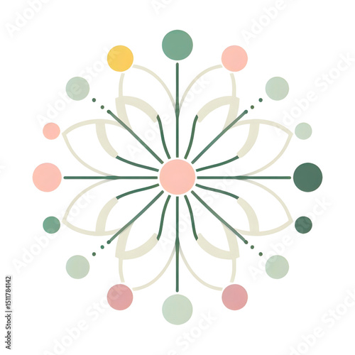 Elegant Floral Mandala Design Pastel Colors and Geometric Shapes