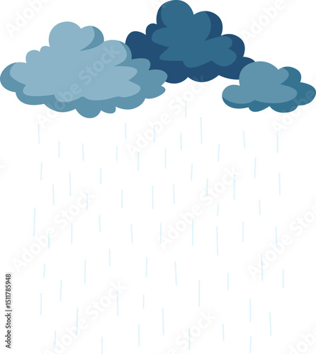 Clouds and Rain Representing Water Cycle Process