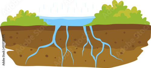 Water Infiltration Diagram Showing Underground Rain Pathway