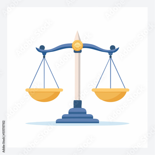 Symbolic Scales: A meticulously crafted illustration of the scales of justice, representing balance, fairness, and the weight of decisions, all rendered in a clean and minimalist design.
