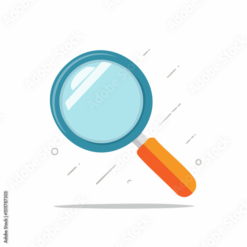 Magnifying Glass Icon: An eye-level shot of a sleek, vibrant magnifying glass, symbolizing focus, research, and precision. Its design is simple, yet eye-catching.
