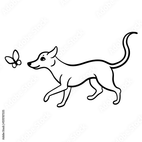 dog chasing butterfly