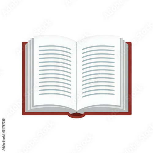  Open book icon, flat vector, centered on white background.