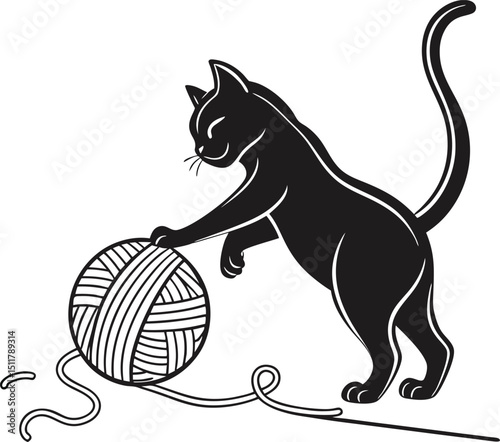 Cartoon cat and mouse vector illustration with black silhouette animal pets running