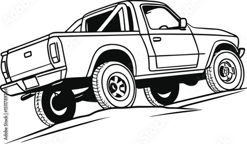 Classic retro cartoon off-road truck 4x4 mini toy vehicle vector illustration