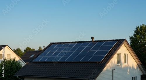Wallpaper Mural Solar panels installed on house roof under clear blue sky   Torontodigital.ca