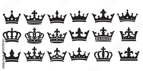 crown silhouette set vector illustration