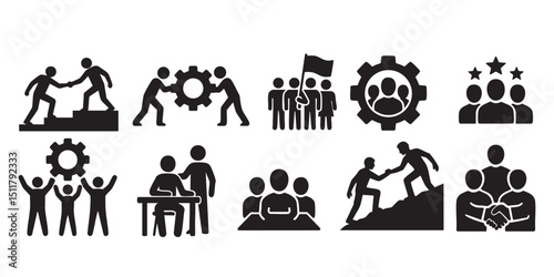 work team silhouette set vector illustration