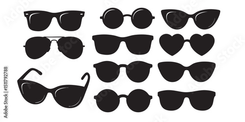 sunglasses silhouette set vector illustration