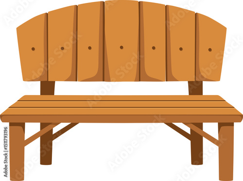 Wooden Park Bench Illustration