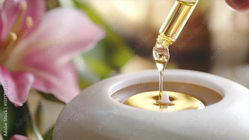 Essential oil being drizzled into a diffuser