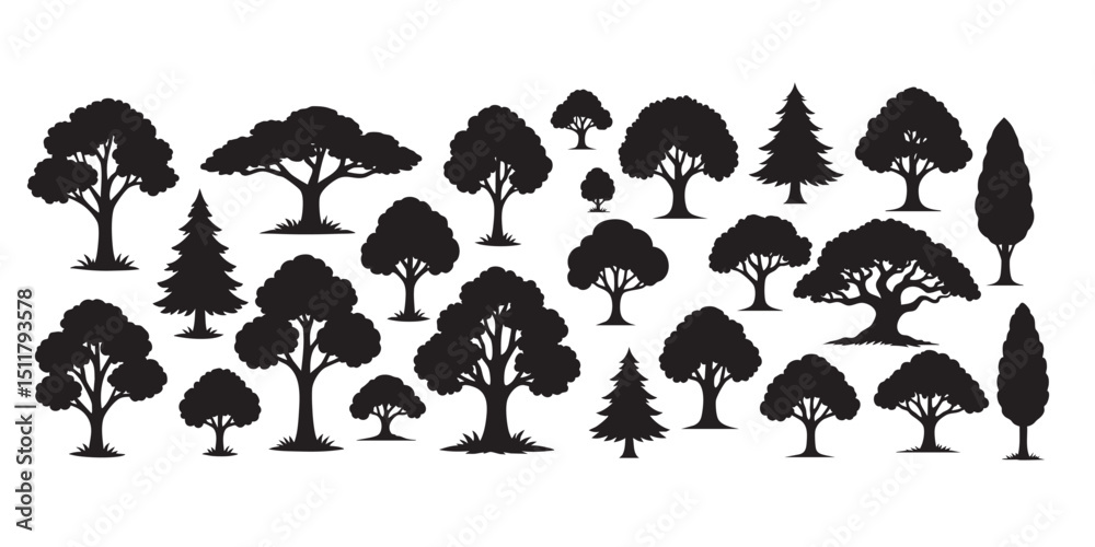 Naklejka premium tree silhouette set vector illustration
