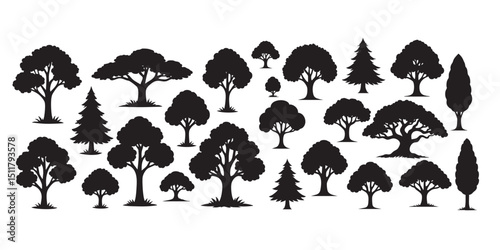 tree silhouette set vector illustration