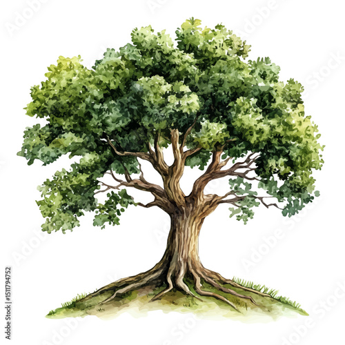 Tree Of Progress, watercolor painting vector, high quality, isolated on a white background.