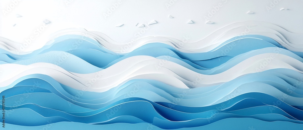 Fototapeta premium Abstract serene seascape composition with smooth light blue and white layers