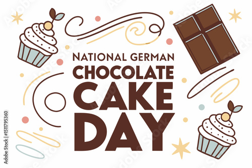 NATIONAL GERMAN CHOCOLATE CAKE DAY vector illustration