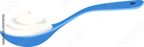Creamy Ice Cream in Blue Spoon Illustration