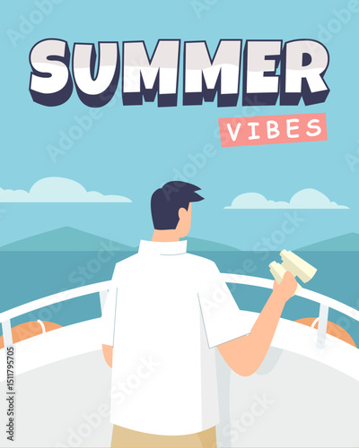 a man watching the sea in the cruise ship