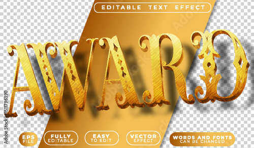 Gold Award GladiatorLegend Fully Editable Vector Text File