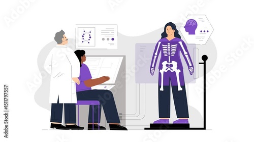 Doctor Examining Patient With Modern Equipment Animated