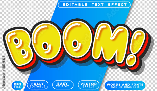 Boom Comic Cartoon Yellow Fully Editable Vector Text File