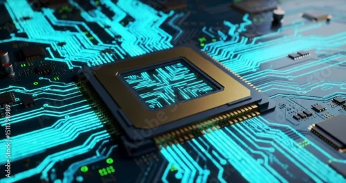 Zoom Into Futuristic Tech Circuit Board
Motherboard