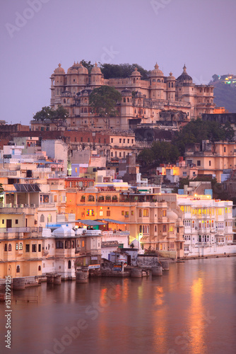 Udaipur cityscape and City Palace complex, Udaipur, India
