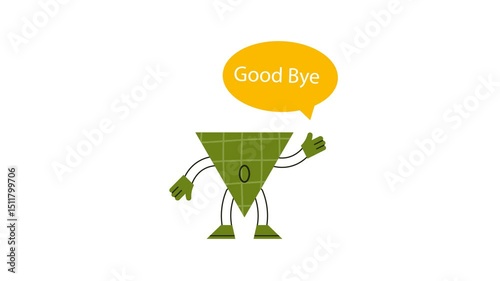 Green Monster Character Saying Goodbye With Speech Bubble