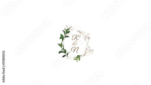 Minimal Wedding Invitation With Leafy Border Animation