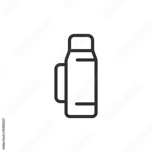 Thermos bottle, linear icon. Hot drinks, insulation, and travel. Line with editable stroke.