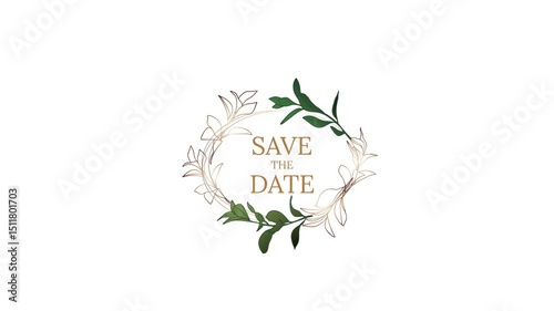 Save the Date Floral Wreath Wedding Invitation Animation