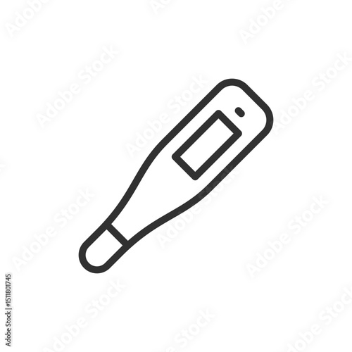 Thermometer, linear icon. Body temperature measurement. Line with editable stroke.