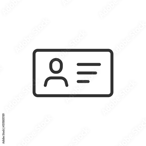 ID card linear icon. Personal badge with user avatar and info lines. Editable stroke.