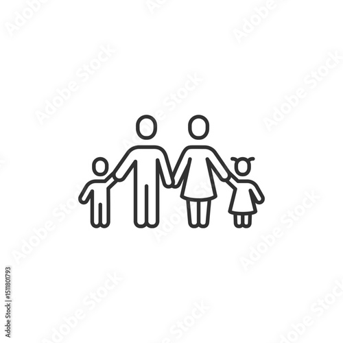 Family icon with parents and children. home, care, community and social structure. Editable stroke.
