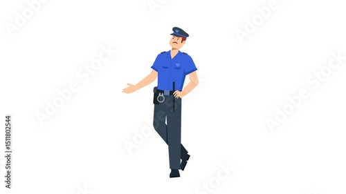 Walking Policeman Flat Character Animation Scene