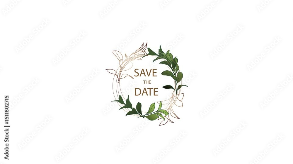 Wedding Save the Date With Floral Frame Animation