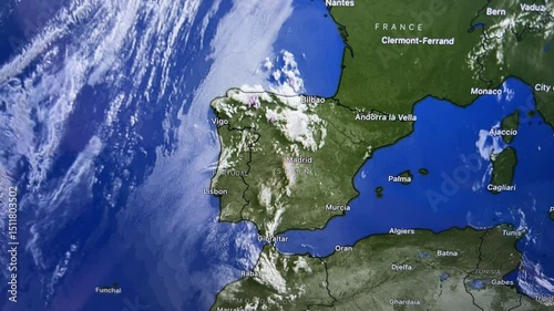 Storm Clouds On Map Of Spain, Loop Video