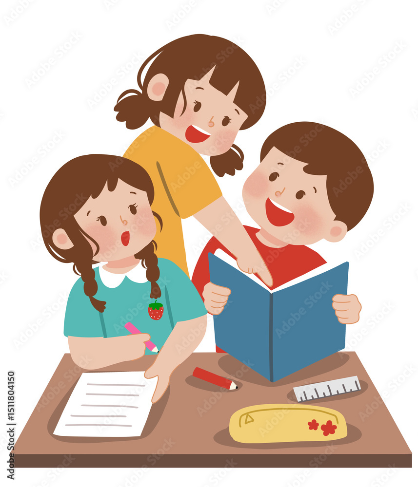 Kids study with friends Kids study with friends