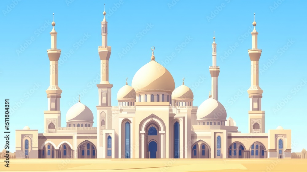 Obraz premium A Grand Mosque on a Sunny Day in the Desert