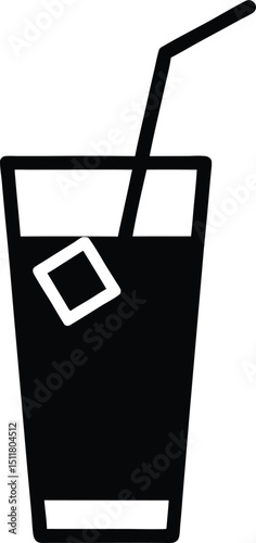 minimal icon of a cold drink with straw and ice