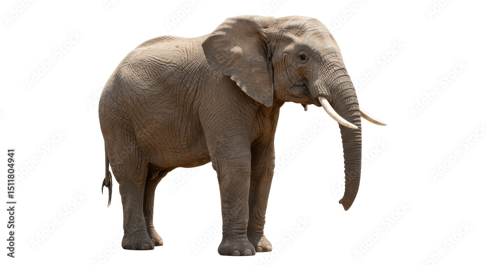 Obraz premium Large African elephant walking isolated on transparent png background