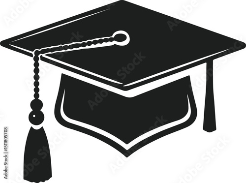 Graduation Cap Icon classic Graduation Cap in Black and White, symbolizing academic achievement, future goals, and the culmination of hard work and dedication.